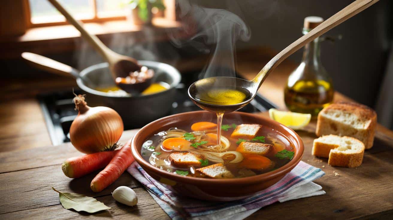 Con una cebolla, 2 zanahorias y pan duro: ¿estás listo para la sopa que te calienta en 18 minutos?