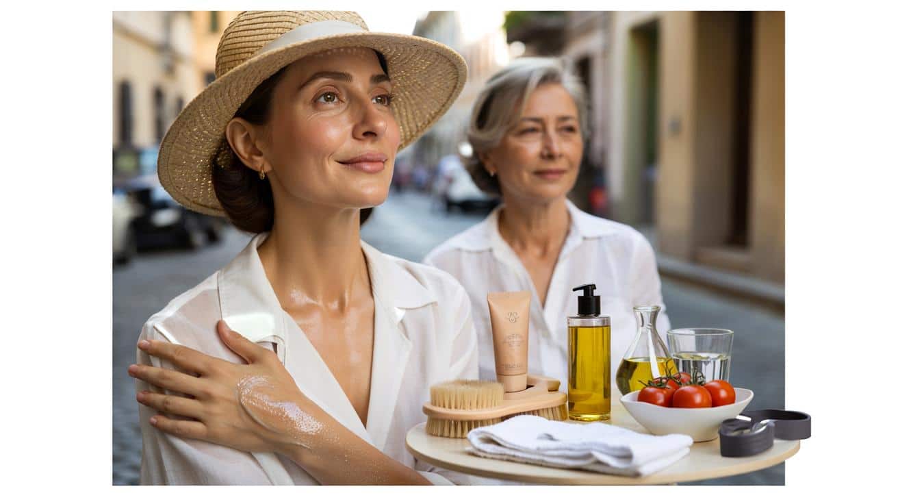 Italianas de 60 con cuello liso revelan su rutina: ¿sigues estos 5 gestos de 3 minutos al día?