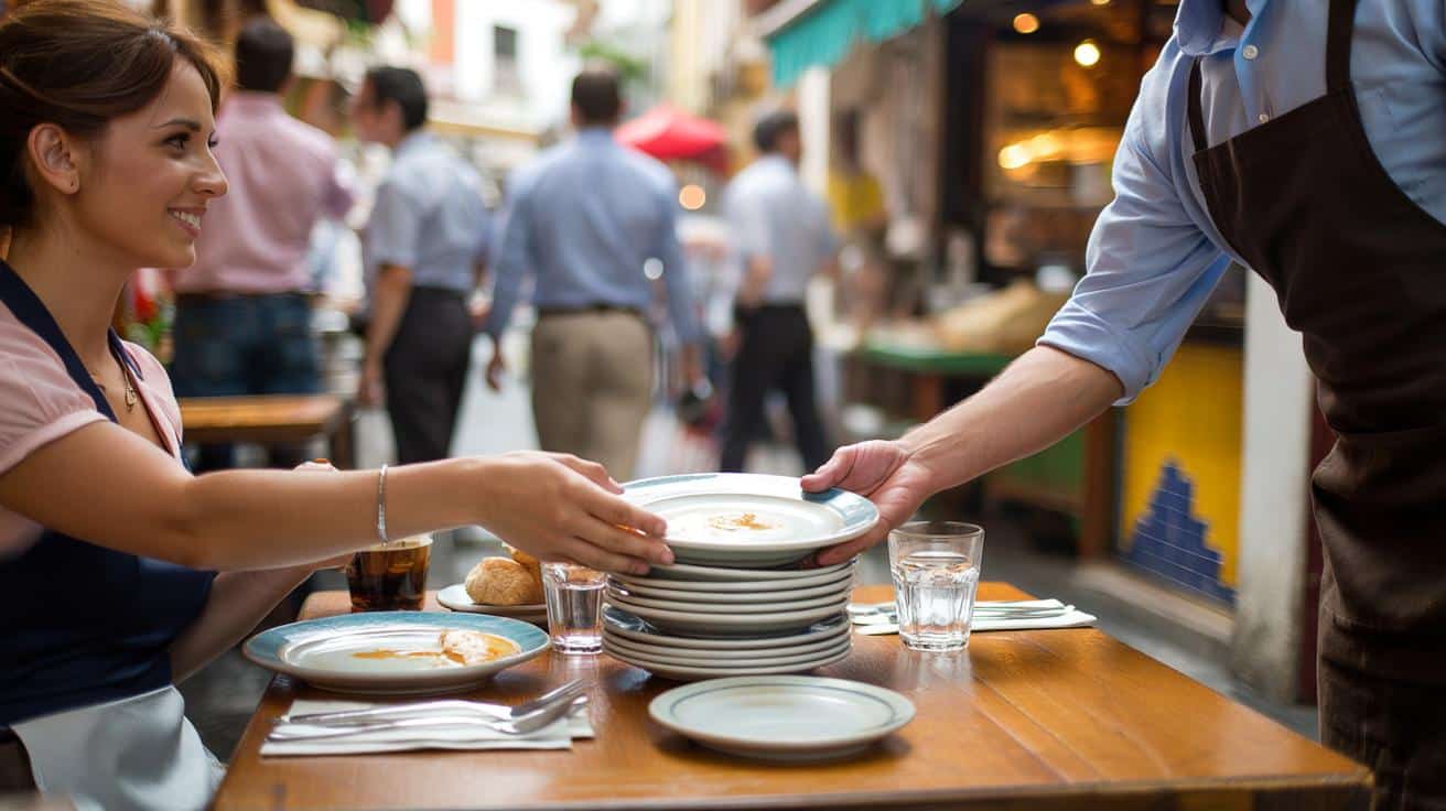 Si ayudas al camarero a recoger la mesa, esto dice de ti: 6 señales reales, según una psicóloga