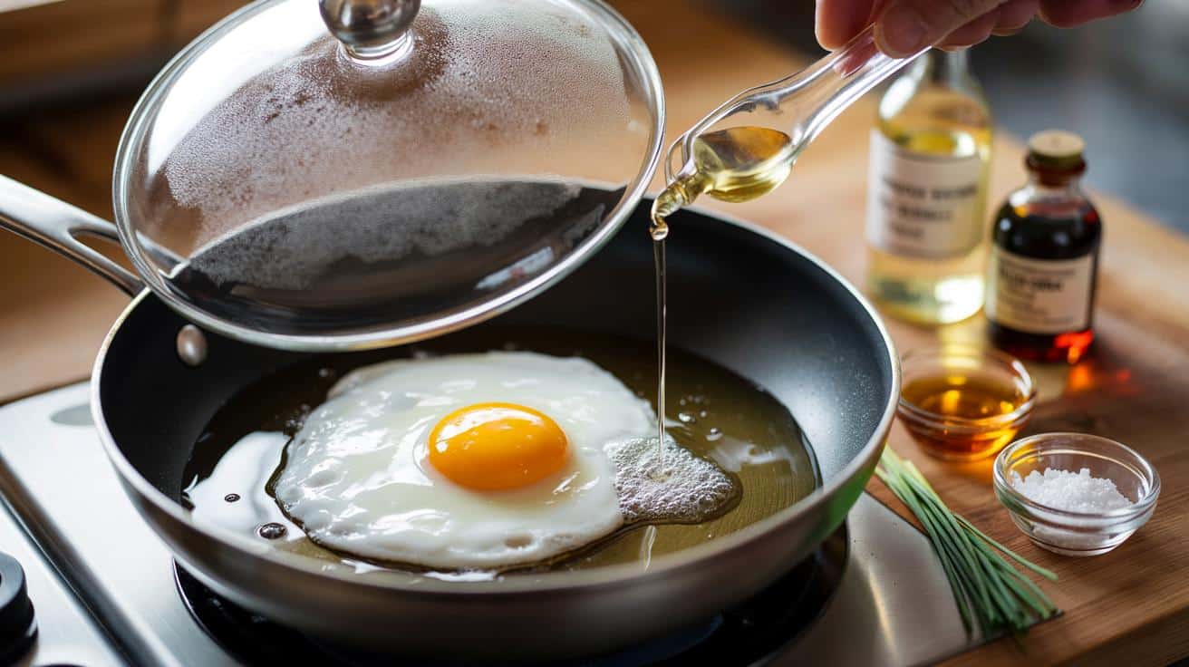 Si haces huevos fritos, prueba 1 cucharadita de vinagre: lo que pasa en 30 segundos sorprenderá