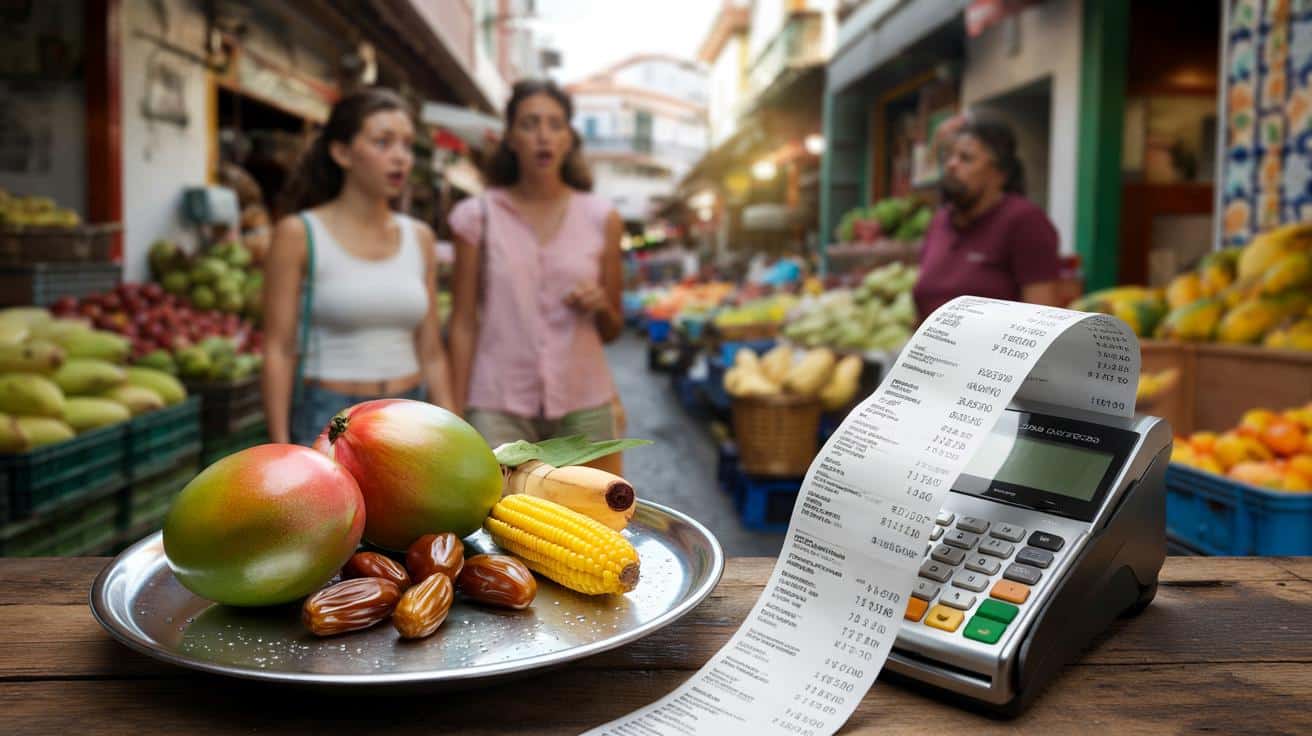 Si vas a Madeira y quieres fruta: ¿pagarías 72 euros por 2 mangos, 4 dátiles y unos plátanos?